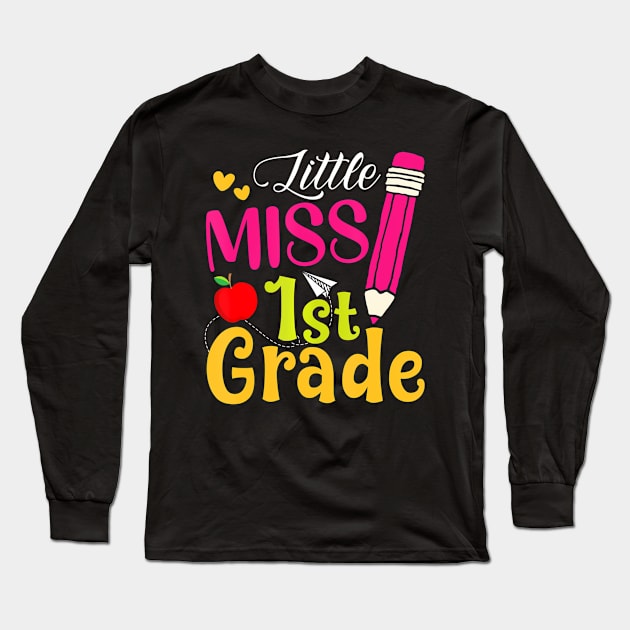 Little Miss 1st Grade Cute Back To School Hello First Grade Long Sleeve T-Shirt by mccloysitarh